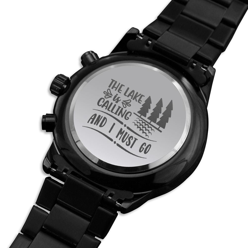 The Lake Calling Engraved Multifunction Fishing Men's Watch Stainless Steel Chronograph W Copper Dial-Express Your Love Gifts