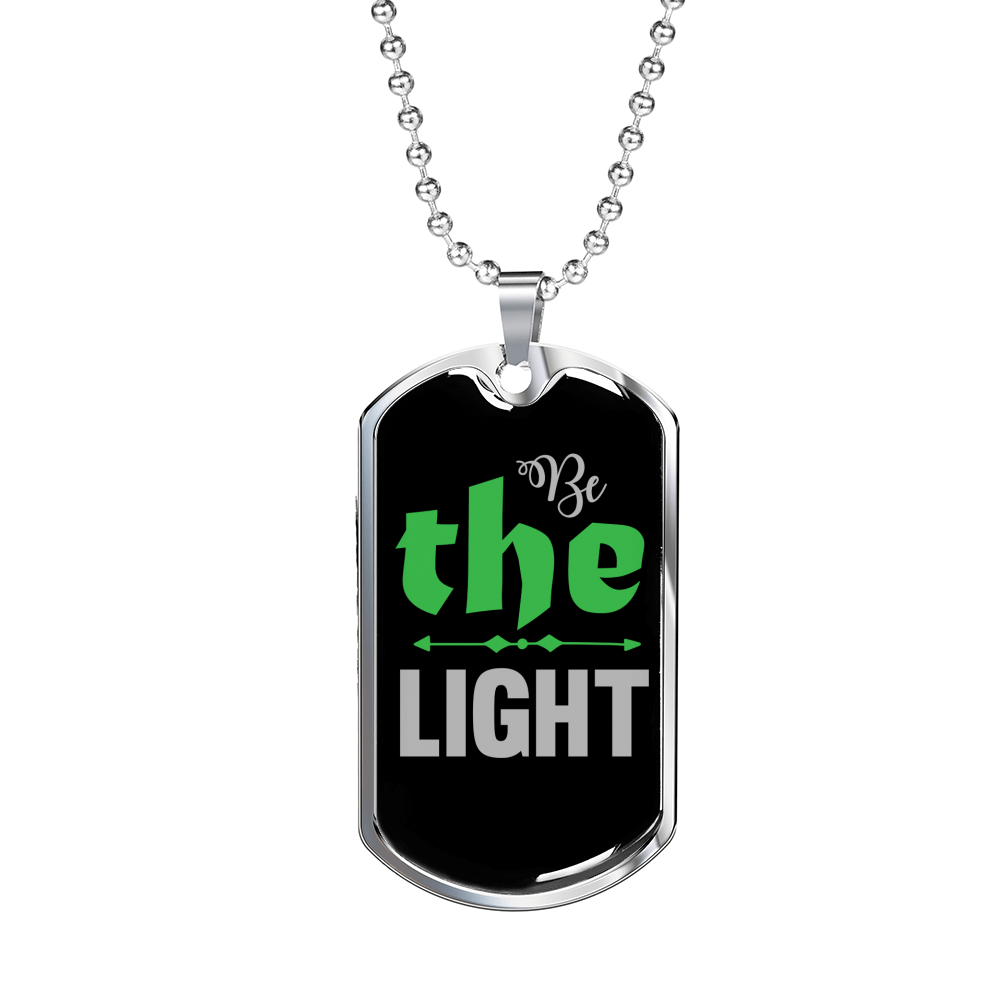 The Light Christian Necklace Stainless Steel or 18k Gold Dog Tag 24" Chain-Express Your Love Gifts