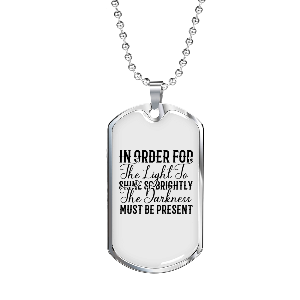 The Light Shine Christian Necklace Stainless Steel or 18k Gold Dog Tag 24" Chain-Express Your Love Gifts
