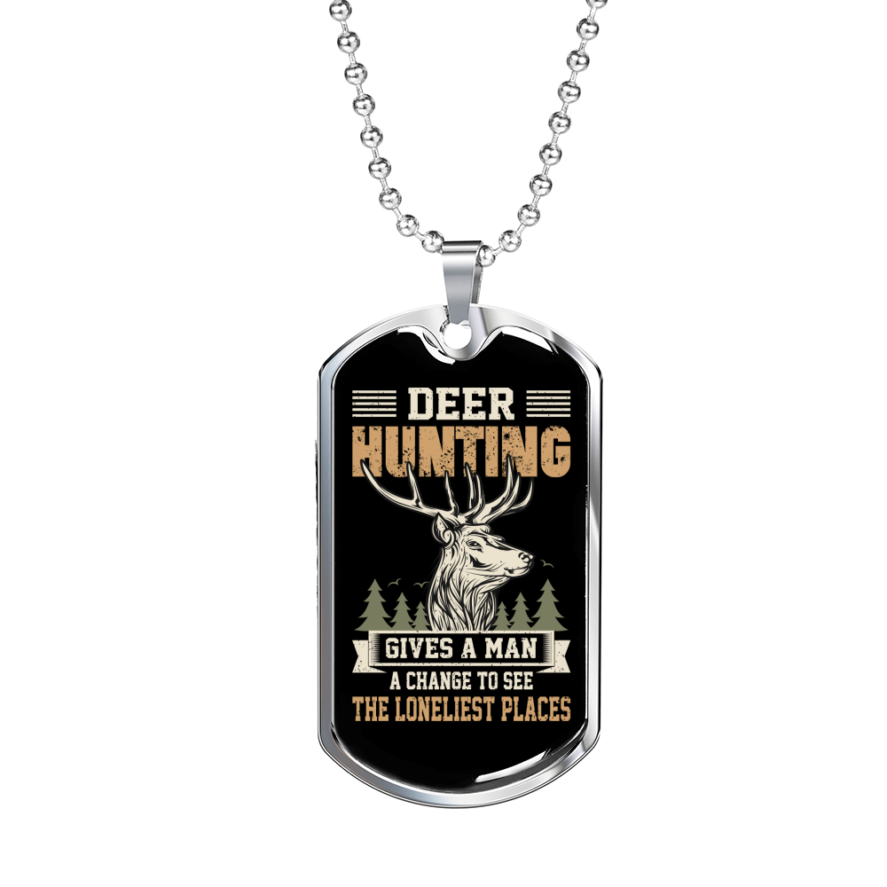 The Loneliest Places Necklace Stainless Steel or 18k Gold Dog Tag 24" Chain-Express Your Love Gifts