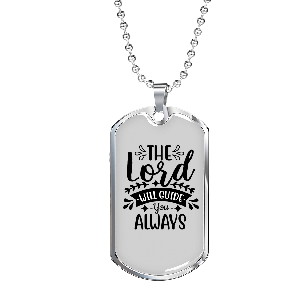 The Lord Guide You Christian Necklace Stainless Steel or 18k Gold Dog Tag 24" Chain-Express Your Love Gifts