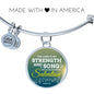 The Lord Is My Strength And Song Scripture Circle Pendant Bangle Stainless Steel or 18k Gold 18-22"-Express Your Love Gifts