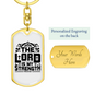 The Lord My Strength Psalm 28:7 Keychain Stainless Steel or 18k Gold Dog Tag Keyring-Express Your Love Gifts