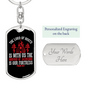 The Lord Of Hosts Psalm 46:7 White Keychain Stainless Steel or 18k Gold Dog Tag Keyring-Express Your Love Gifts