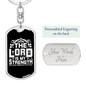The Lord Strength Psalm 28:7 Keychain Stainless Steel or 18k Gold Dog Tag Keyring-Express Your Love Gifts