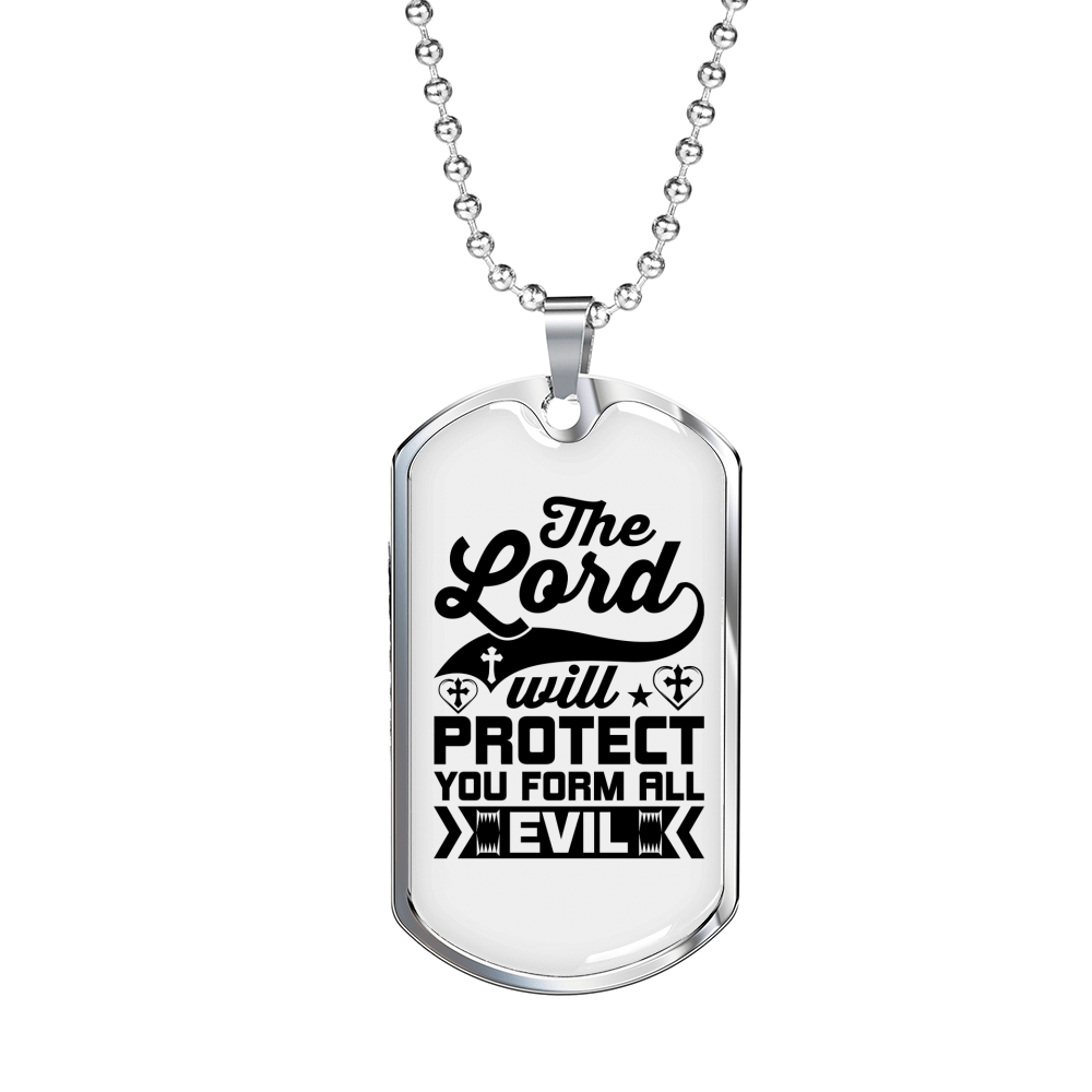 The Lord Will Christian Necklace Stainless Steel or 18k Gold Dog Tag 24" Chain-Express Your Love Gifts