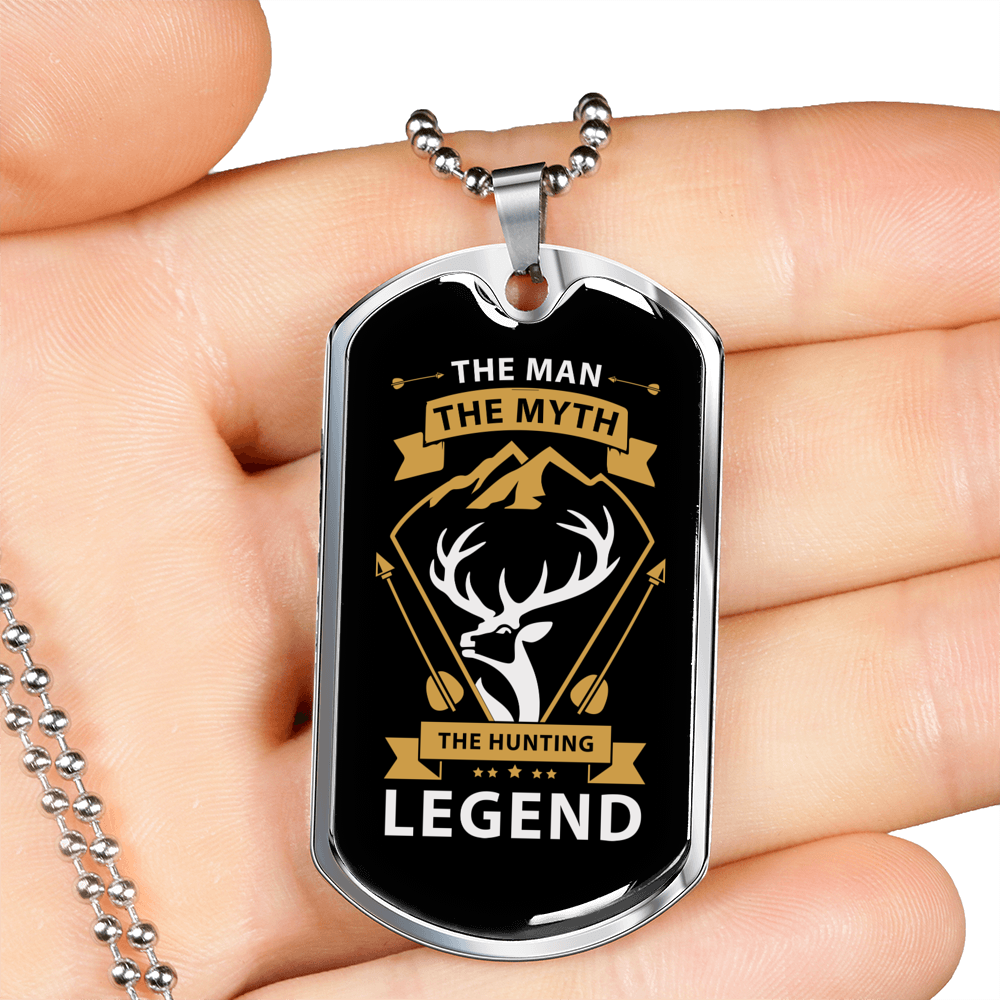 The Man The Hunting Legend Necklace Stainless Steel or 18k Gold Dog Tag 24" Chain-Express Your Love Gifts