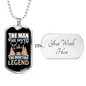 The Man The Legend Necklace Stainless Steel or 18k Gold Dog Tag 24" Chain-Express Your Love Gifts