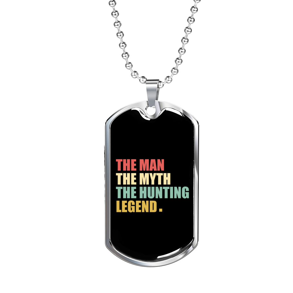 The Man The Myth Necklace Stainless Steel or 18k Gold Dog Tag 24" Chain-Express Your Love Gifts