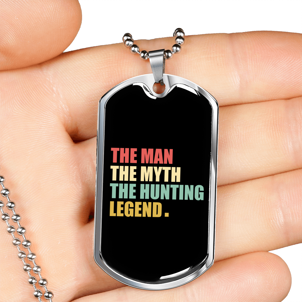 The Man The Myth Necklace Stainless Steel or 18k Gold Dog Tag 24" Chain-Express Your Love Gifts