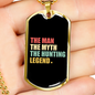 The Man The Myth Necklace Stainless Steel or 18k Gold Dog Tag 24" Chain-Express Your Love Gifts