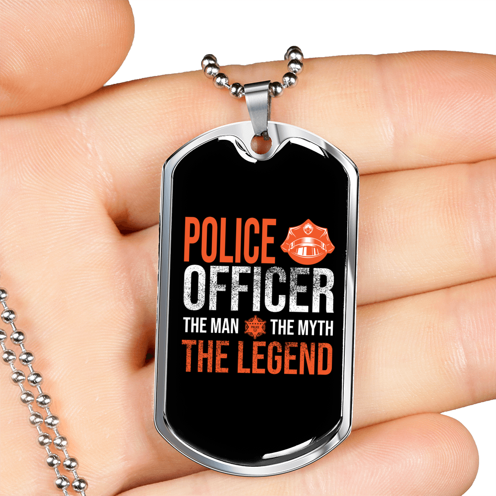The Man The Myth The Legend Necklace Stainless Steel or 18k Gold Dog Tag 24"-Express Your Love Gifts