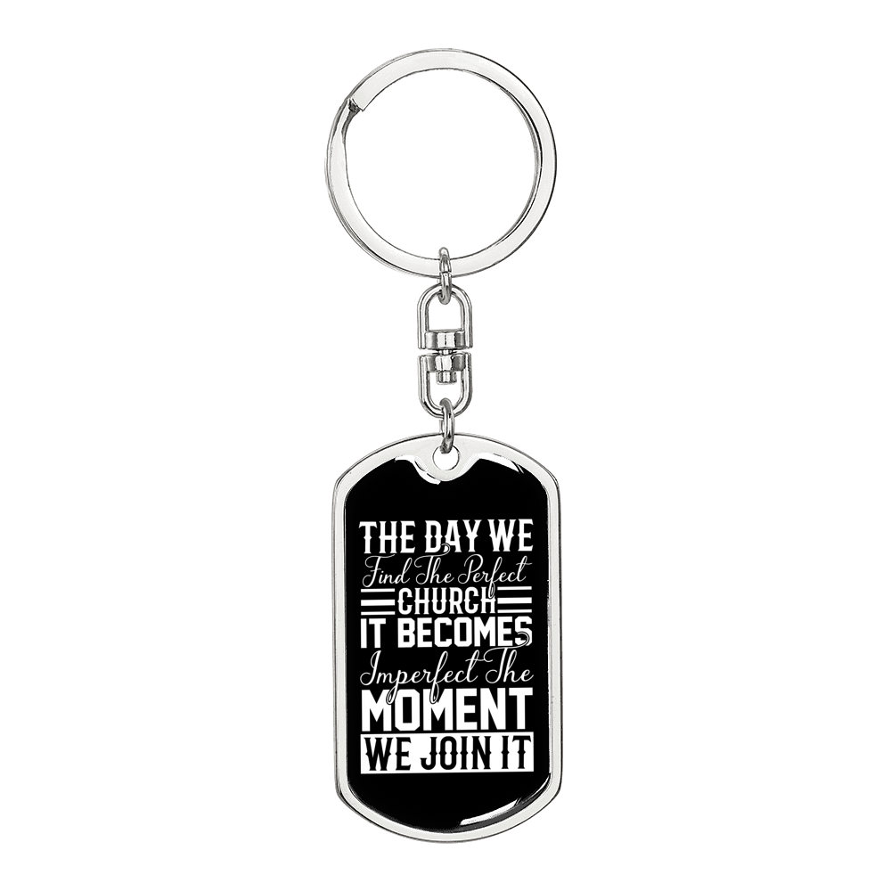 The Moment We Join Keychain Stainless Steel or 18k Gold Dog Tag Keyring-Express Your Love Gifts