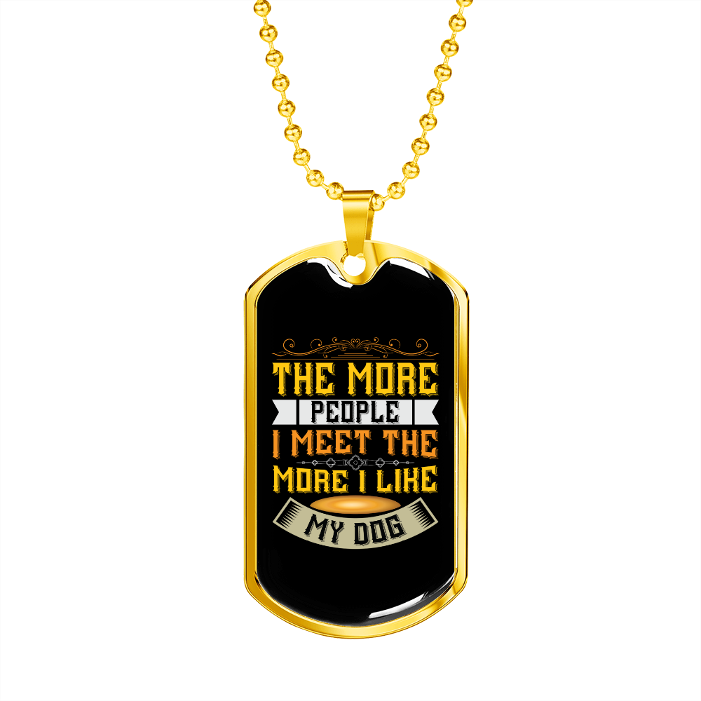 The More People Yellow Necklace Stainless Steel or 18k Gold Dog Tag 24" Chain-Express Your Love Gifts