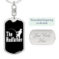 The Rodfather Fishing Keychain Stainless Steel or 18k Gold Dog Tag Keyring-Express Your Love Gifts