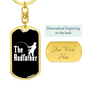 The Rodfather Fishing Keychain Stainless Steel or 18k Gold Dog Tag Keyring-Express Your Love Gifts