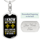 The Way God Leads Keychain Stainless Steel or 18k Gold Dog Tag Keyring-Express Your Love Gifts