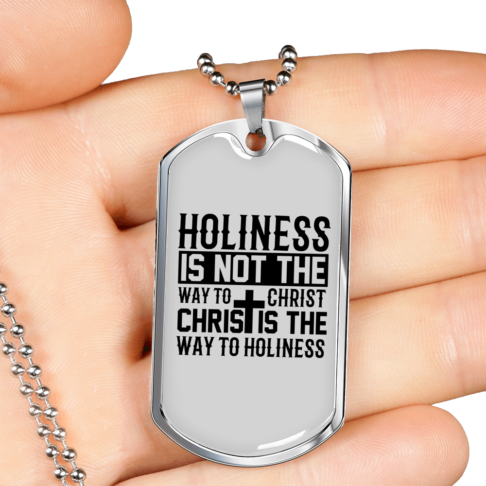 The Way To Holiness Necklace Stainless Steel or 18k Gold Dog Tag 24" Chain-Express Your Love Gifts