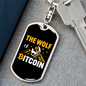 The Wolf of Bitcoin Crypto Keychain Stainless Steel or 18k Gold Dog Tag Keyring-Express Your Love Gifts