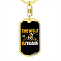 The Wolf of Bitcoin Crypto Keychain Stainless Steel or 18k Gold Dog Tag Keyring-Express Your Love Gifts