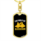 The Wolf of Blockchain Crypto Keychain Stainless Steel or 18k Gold Dog Tag Keyring-Express Your Love Gifts
