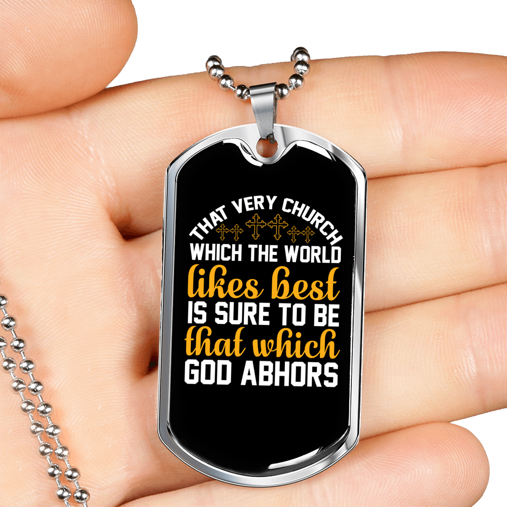 The World Likes Christian Necklace Stainless Steel or 18k Gold Dog Tag 24" Chain-Express Your Love Gifts