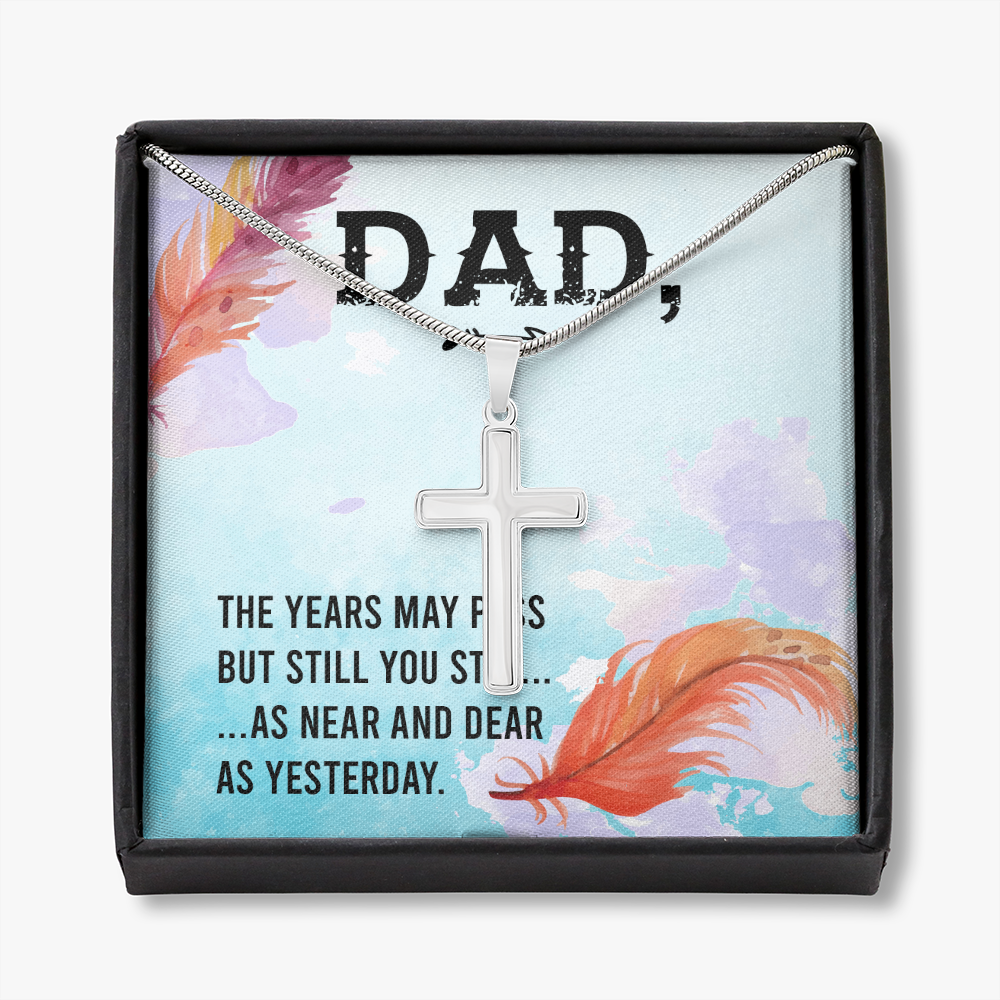 The Years May Pass Dad Memorial Gift Dad Memorial Cross Necklace Sympathy Gift Loss of Father Condolence Message Card-Express Your Love Gifts