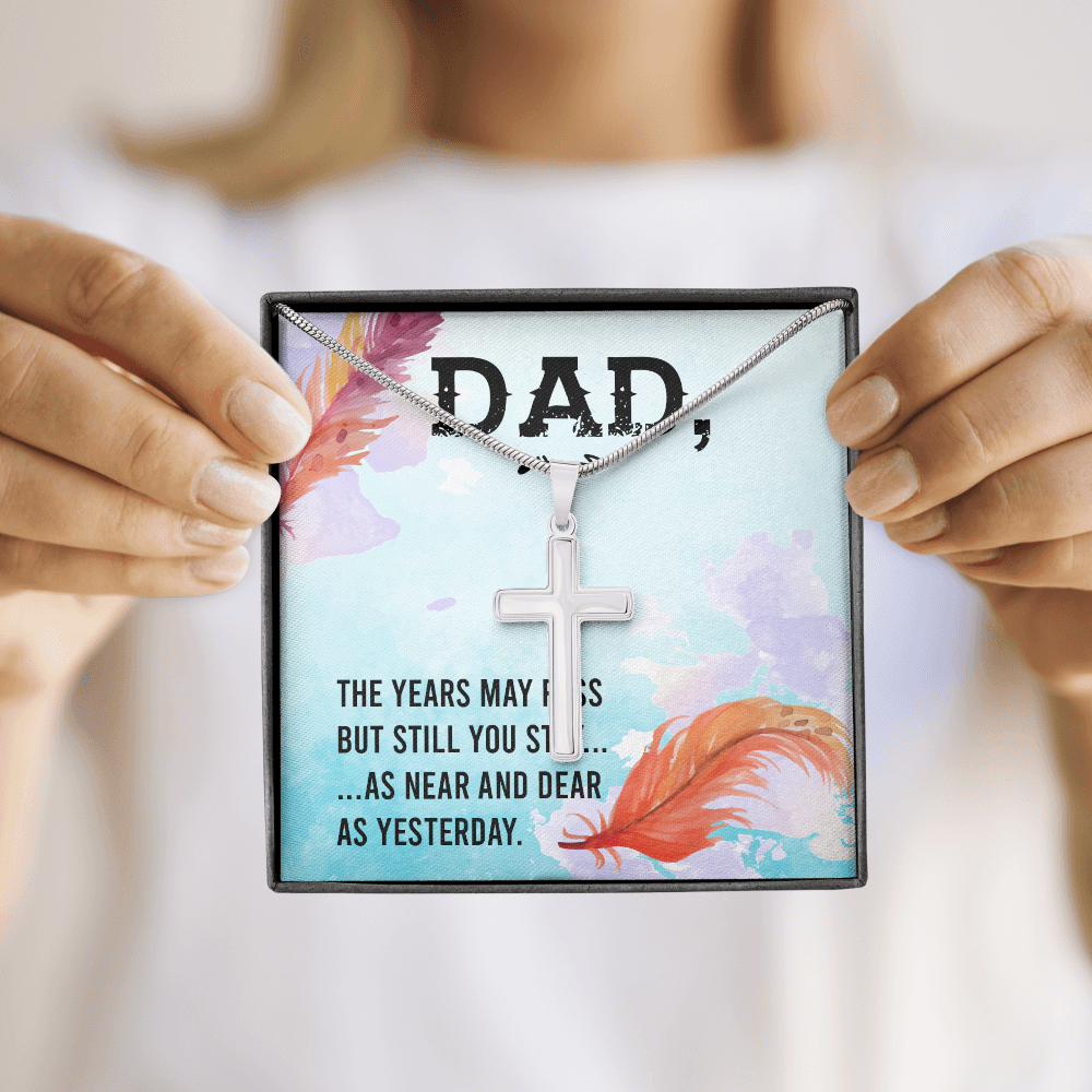 The Years May Pass Dad Memorial Gift Dad Memorial Cross Necklace Sympathy Gift Loss of Father Condolence Message Card-Express Your Love Gifts