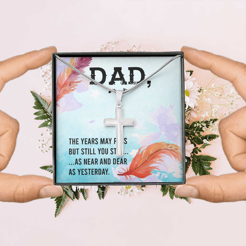 The Years May Pass Dad Memorial Gift Dad Memorial Cross Necklace Sympathy Gift Loss of Father Condolence Message Card-Express Your Love Gifts