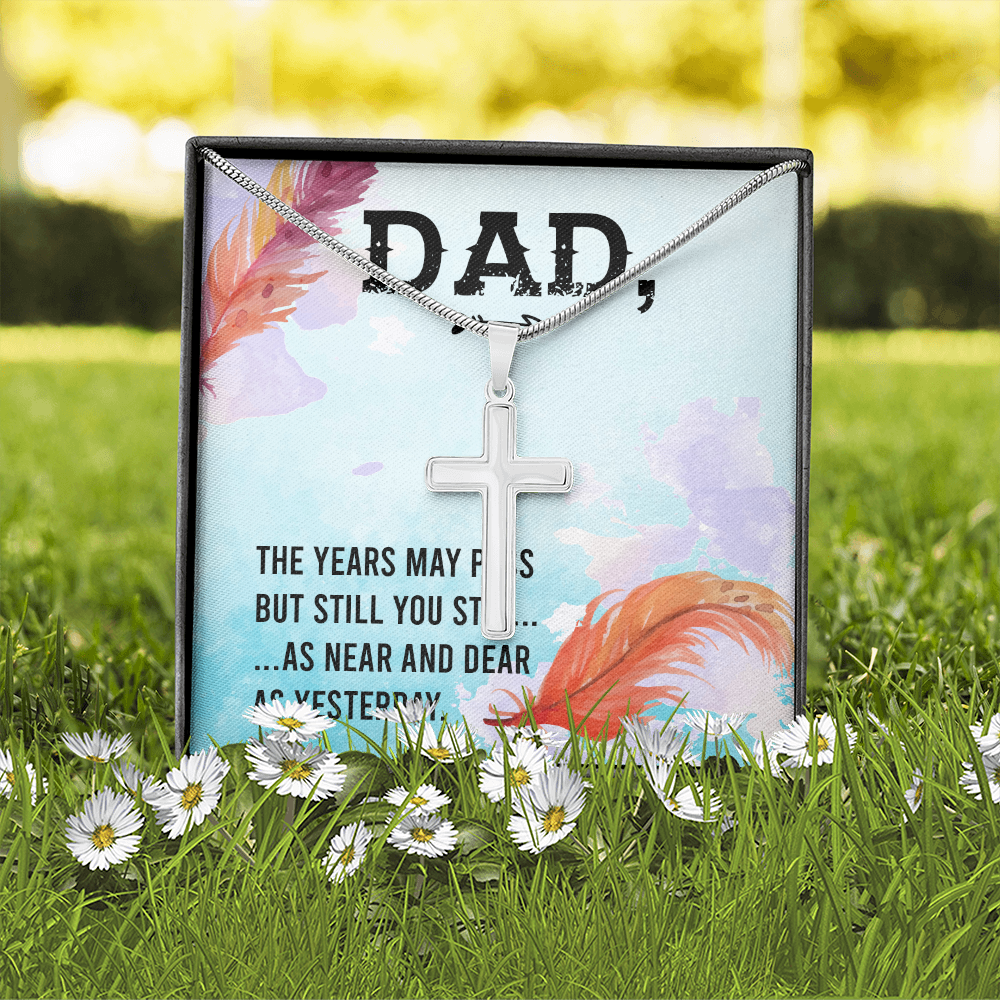 The Years May Pass Dad Memorial Gift Dad Memorial Cross Necklace Sympathy Gift Loss of Father Condolence Message Card-Express Your Love Gifts