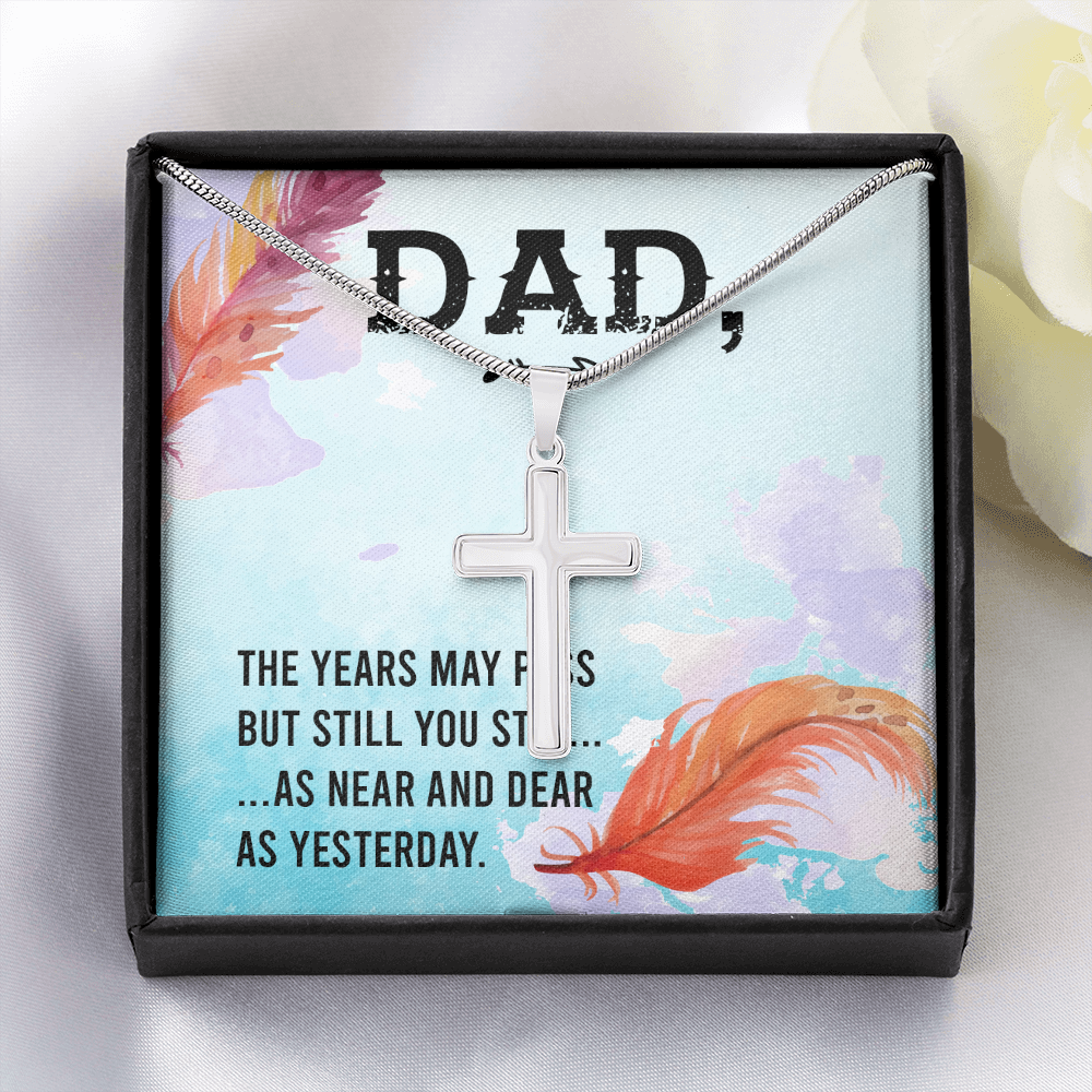 The Years May Pass Dad Memorial Gift Dad Memorial Cross Necklace Sympathy Gift Loss of Father Condolence Message Card-Express Your Love Gifts