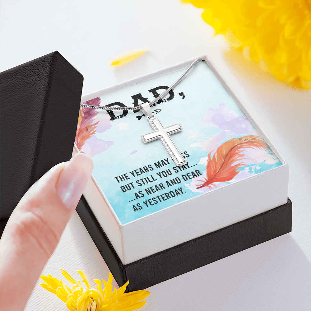 The Years May Pass Dad Memorial Gift Dad Memorial Cross Necklace Sympathy Gift Loss of Father Condolence Message Card-Express Your Love Gifts