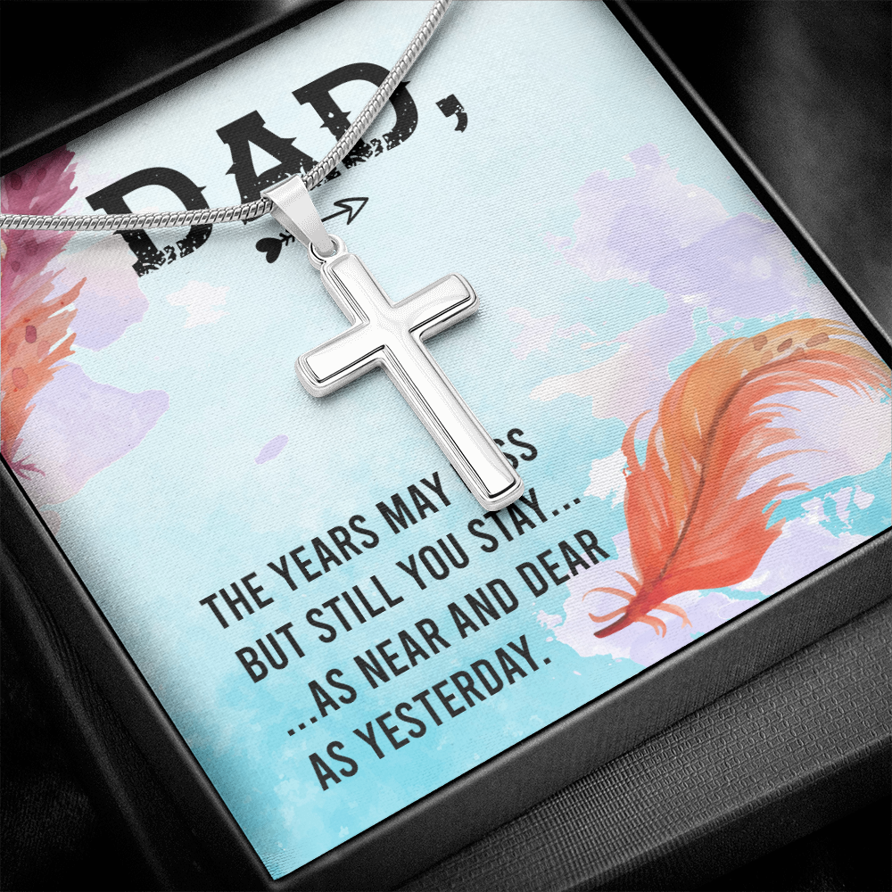 The Years May Pass Dad Memorial Gift Dad Memorial Cross Necklace Sympathy Gift Loss of Father Condolence Message Card-Express Your Love Gifts