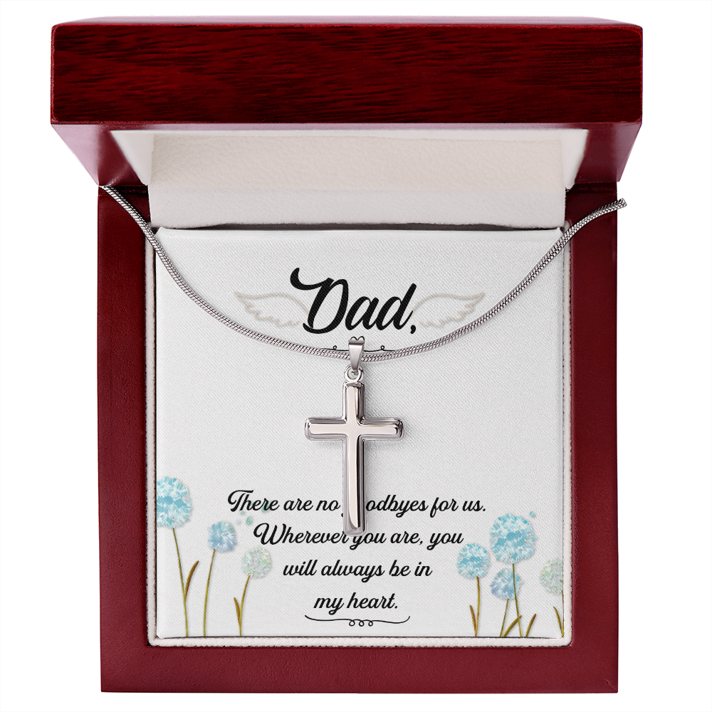 There Are no Goodbyes Dad Memorial Gift Dad Memorial Cross Necklace Sympathy Gift Loss of Father Condolence Message Card-Express Your Love Gifts