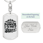 There Is Power John 3:16 Keychain Stainless Steel or 18k Gold Dog Tag Keyring-Express Your Love Gifts