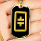 Theta Gold Crypto Necklace Stainless Steel or 18k Gold Dog Tag 24" Chain-Express Your Love Gifts