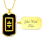 Theta Gold Crypto Necklace Stainless Steel or 18k Gold Dog Tag 24" Chain-Express Your Love Gifts