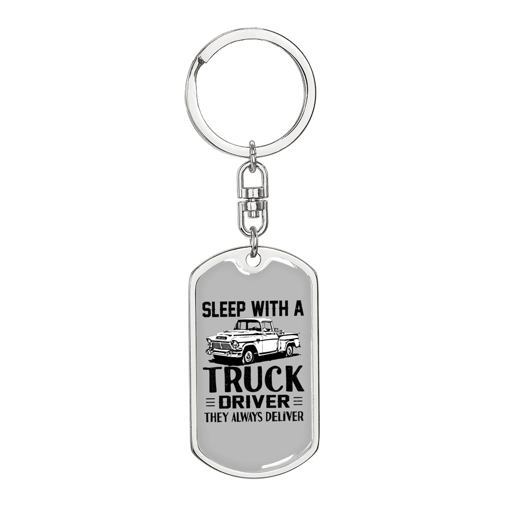 They Always Deliver Swivel Keychain Dog Tag Stainless Steel or 18k Gold-Express Your Love Gifts