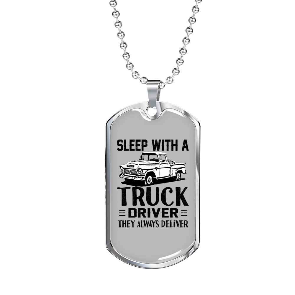 They Always Deliver Trucker Dog Tag Stainless Steel or 18k Gold 24" Chain-Express Your Love Gifts