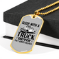 They Always Deliver Trucker Dog Tag Stainless Steel or 18k Gold 24" Chain-Express Your Love Gifts