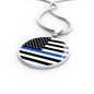 Thin Blue Line Necklace Law Enforcement Thin Blue Line Circle Pendant Stainless Steel or 18k Gold 18-22"-Express Your Love Gifts