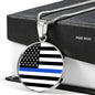 Thin Blue Line Necklace Law Enforcement Thin Blue Line Circle Pendant Stainless Steel or 18k Gold 18-22"-Express Your Love Gifts