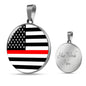 Thin Red Line American Firefighter Circle Necklace Stainless Steel or 18k Gold 18-22"-Express Your Love Gifts