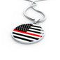 Thin Red Line American Firefighter Circle Necklace Stainless Steel or 18k Gold 18-22"-Express Your Love Gifts