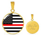 Thin Red Line American Firefighter Circle Necklace Stainless Steel or 18k Gold 18-22"-Express Your Love Gifts