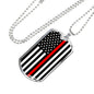Thin Red Line Firefighter Stainless Steel or 18k Gold Dog Tag 24"-Express Your Love Gifts