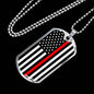 Thin Red Line Firefighter Stainless Steel or 18k Gold Dog Tag 24"-Express Your Love Gifts