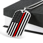 Thin Red Line Firefighter Stainless Steel or 18k Gold Dog Tag 24"-Express Your Love Gifts