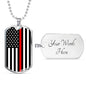Thin Red Line Firefighter Stainless Steel or 18k Gold Dog Tag 24"-Express Your Love Gifts