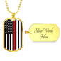 Thin Red Line Firefighter Stainless Steel or 18k Gold Dog Tag 24"-Express Your Love Gifts